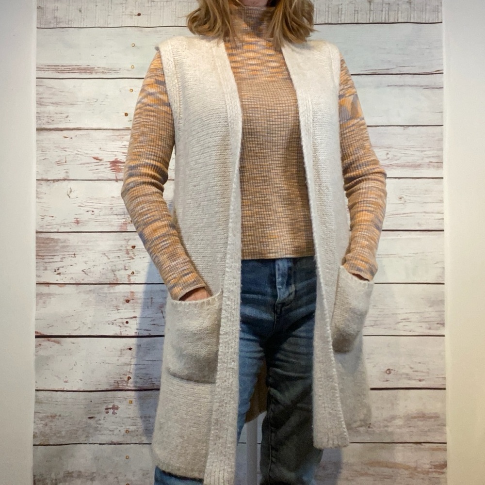 Tahari • Open Duster Cardigan Sweater Vest XS